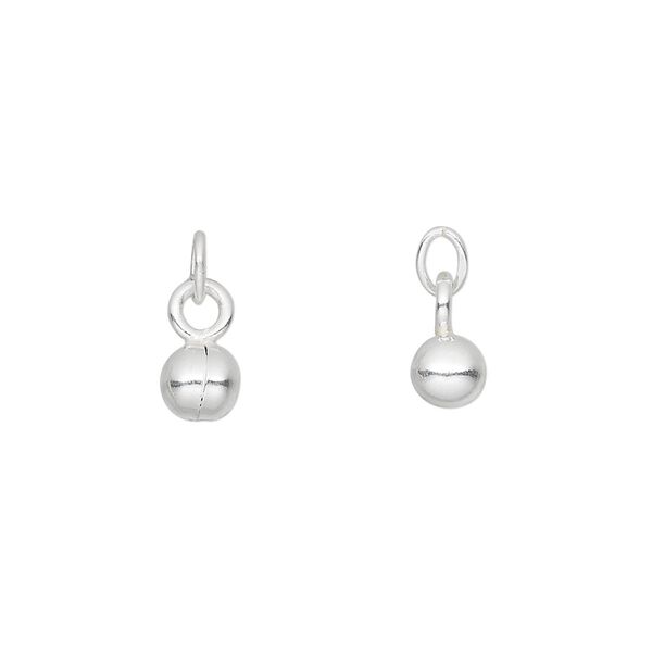 Drop, sterling silver, 5mm bell with clapper and jump ring. Sold per pkg of 6. image number 0