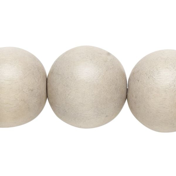 Bead, Taiwanese cheesewood (dyed / waxed), light grey, 19-20mm round. Sold per 15-1/2" to 16" strand. image number 0