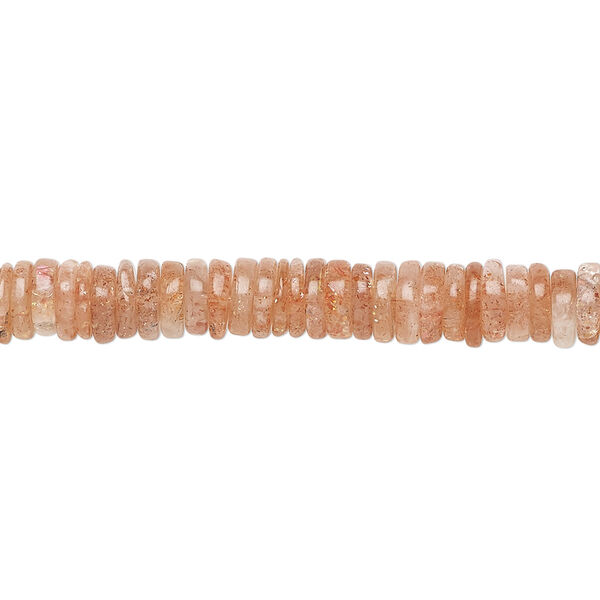 Sunstone 1pkg1, hand-cut rondelle bead natural 8 inch 4x1mm-6x3mm image number 0