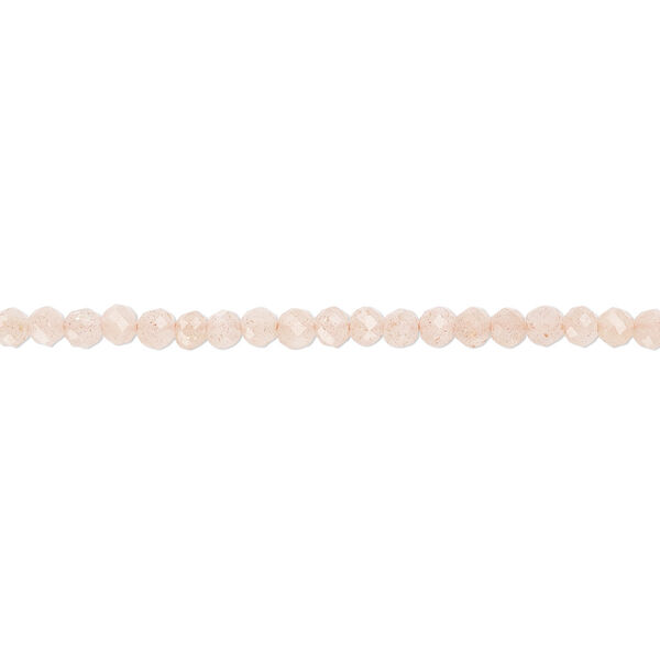 Peach flake moonstone 1pkg1, faceted round bead natural 13 inch 2mm image number 0