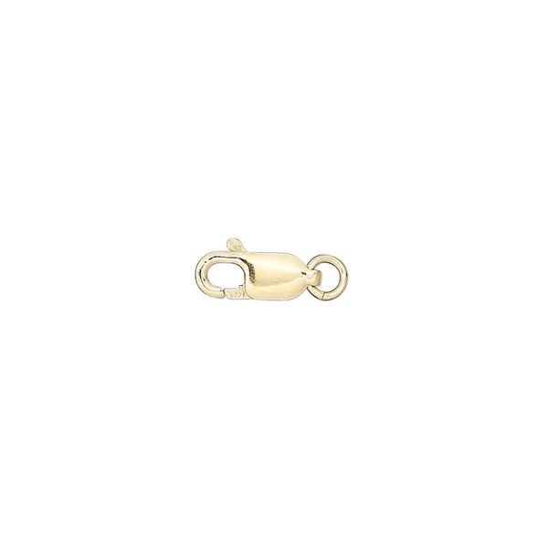 Clasp, lobster claw, 14Kt gold-filled, 10x4mm with 4mm jump ring. Sold per pkg of 5. image number 0