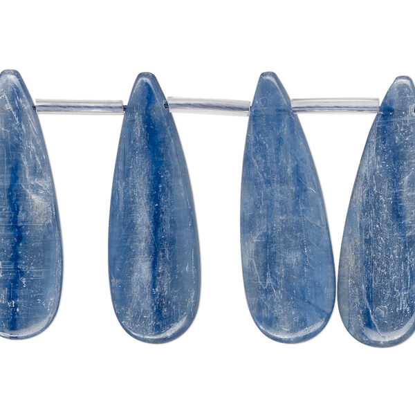 Blue kyanite 1pkg1, hand-cut top-drilled flat teardrop bead natural B grade, 4 inch 28x10mm image number 0