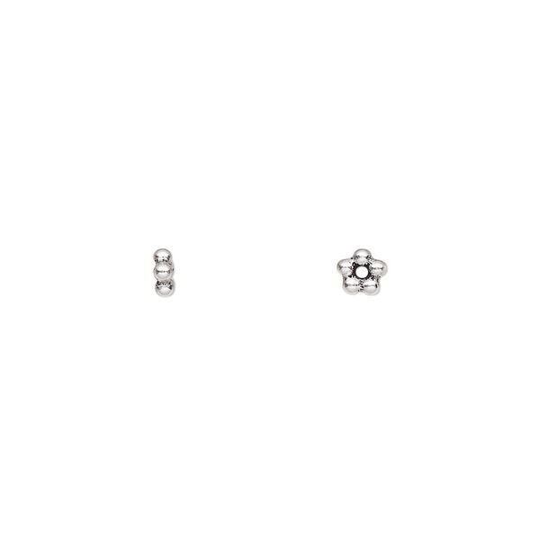 Bead, antiqued sterling silver, 4x1mm beaded rondelle. Sold per pkg of 12. image number 0