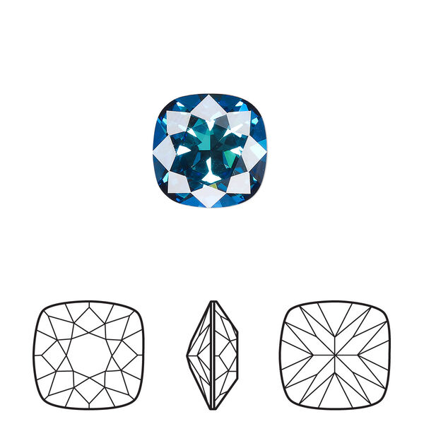Fancy stone 72pk crystal Bermuda blue foil back, Swarovski® 12mm cushion 4470 image number 0
