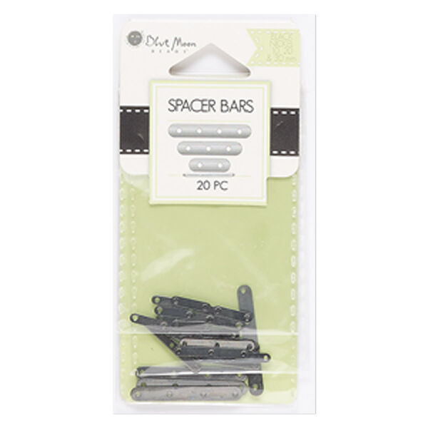 Spacer bar mix, gunmetal-finished steel, 10x0.5mm / 18x0.5mm / 27x0.5mm rounded rectangle, fits up to 7mm and 8mm beads. Sold per pkg of 20. image number 0