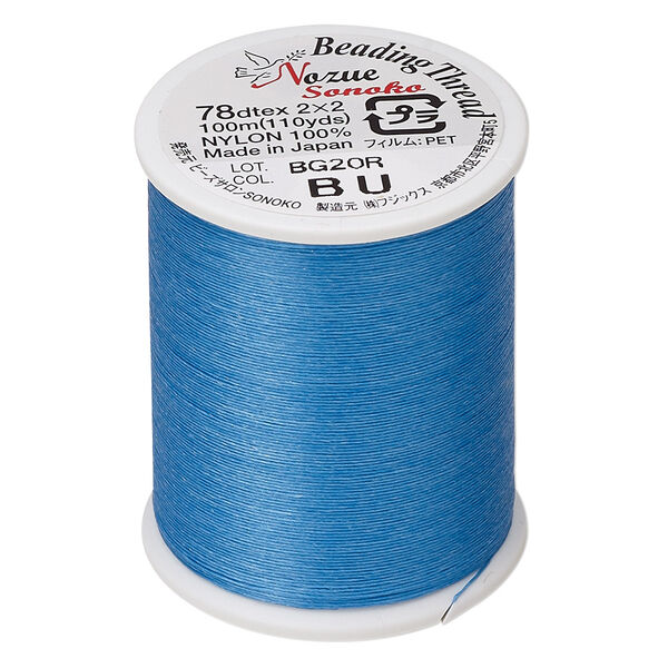 Thread, Nozue Sonoko, nylon, blue, 0.29mm diameter, 8-pound test. Sold per 110-yard spool. image number 0