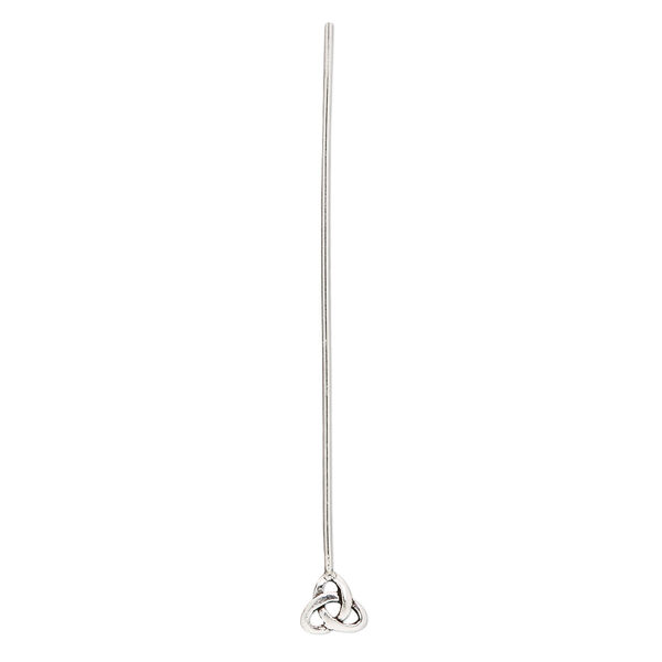 Head pin, antiqued sterling silver, 2 inches with 6mm Celtic triangle knot, 20 gauge. Sold per pkg of 2. image number 0