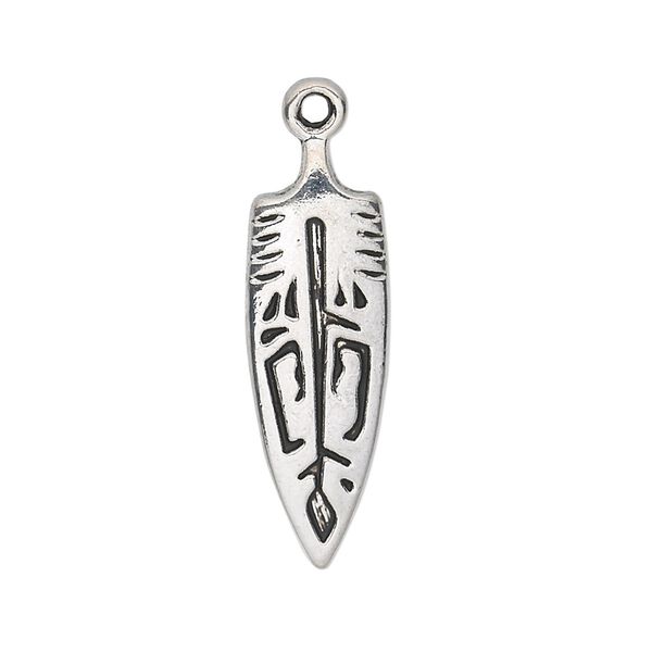 Charm, antique silver-plated "pewter" (zinc-based alloy), 29x9mm single-sided arrowhead. Sold per pkg of 20. image number 0