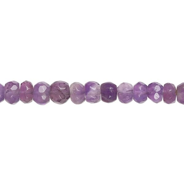 Amethyst 1pkg1, hand-cut faceted rondelle bead natural 17 inch graduated 4x3mm-7x6mm image number 0