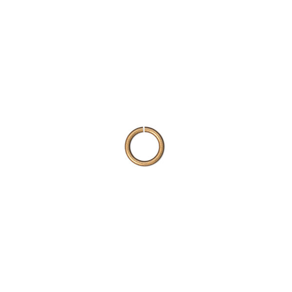 Jump ring, antique gold-plated brass, 6mm round, 4.4mm inside diameter, 20 gauge. Sold per pkg of 500. image number 0