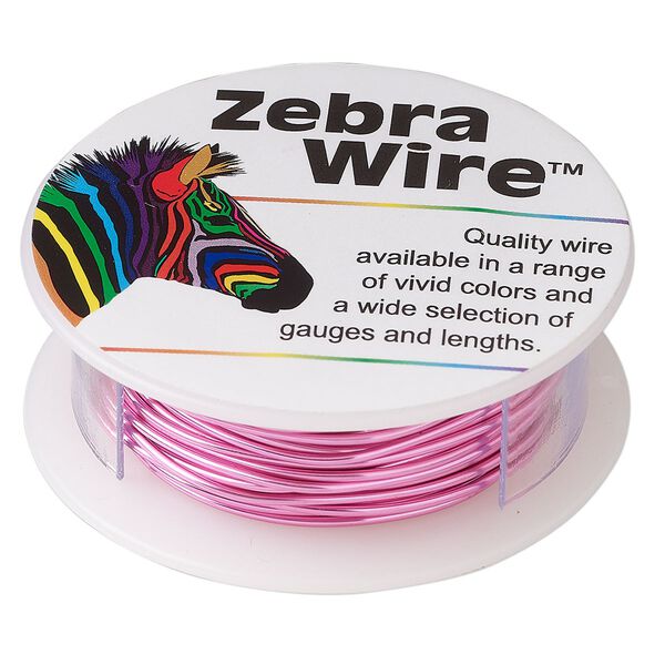 Wire, Zebra Wire™, color-coated copper, pink, round, 18 gauge. Sold per 10-yard spool. image number 0