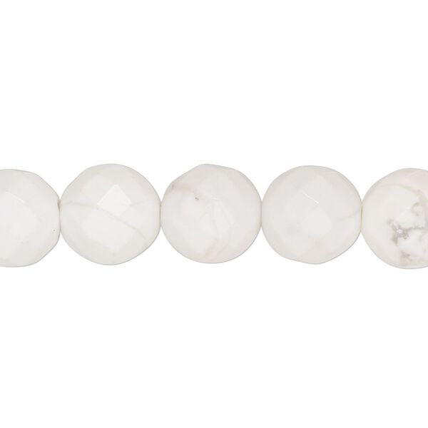 Howlite 1pkg1, faceted round bead natural 15.5-16 inch 10mm image number 0