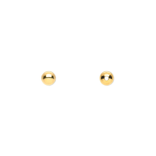 Bead, gold-plated brass, 4mm round. Sold per pkg of 100. image number 0