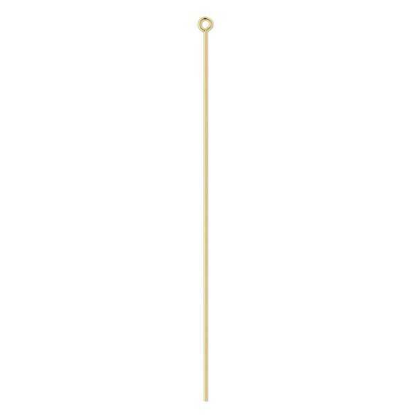 Eye pin, gold-plated brass, 3 inches, 21 gauge. Sold per pkg of 500. image number 0