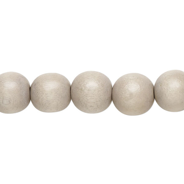 Bead, Taiwanese cheesewood (dyed / waxed), light grey, 9-10mm round. Sold per pkg of (2) 15-1/2" to 16" strands. image number 0