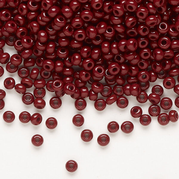 Seed bead, Preciosa Ornela Czech glass, pkg/500g, #8 rocaille, opaque dark red coral, (93300). image number 0