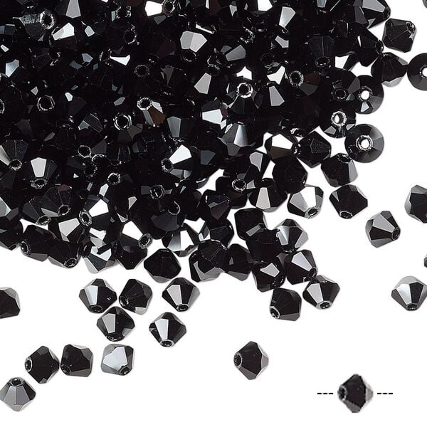 Bead 720pk jet hematite, Preciosa Czech crystal 4mm bicone image number 0