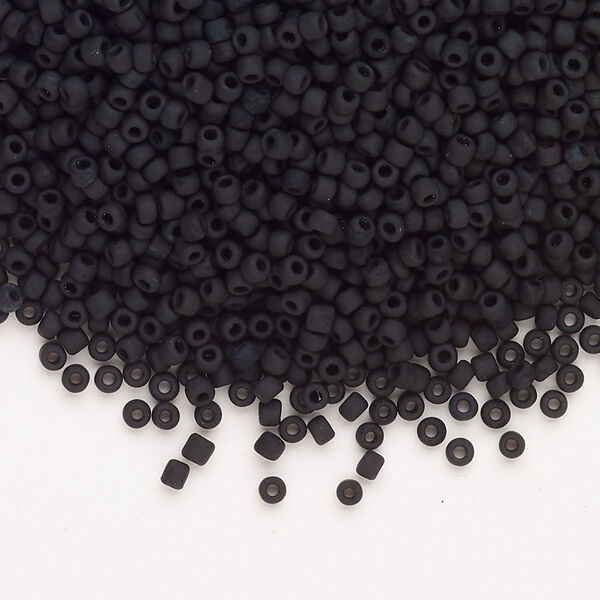 Seed bead, Dyna-Mites™, glass, pkg/40g, #11 round, opaque matte black, (748MA 11/0 RR). image number 0