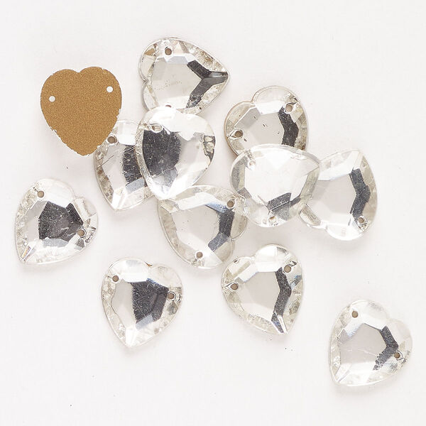 Sew-on 12pk crystal foil back, vintage Preciosa Czech crystal 11x10mm heart image number 0