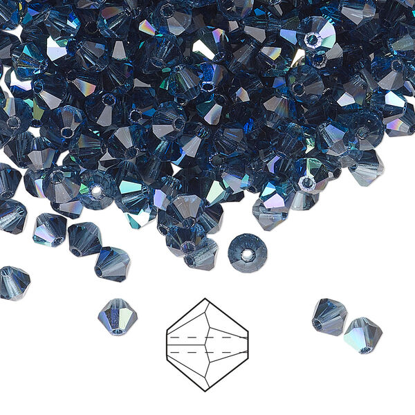 Bead 720pk Montana AB, Preciosa Czech crystal 4mm bicone image number 0