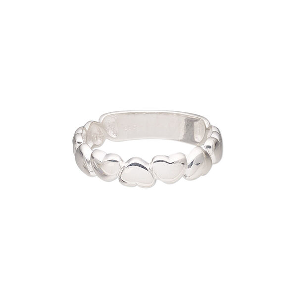 Ring, sterling silver, 5mm wide with heart design, size 7. Sold individually. image number 0