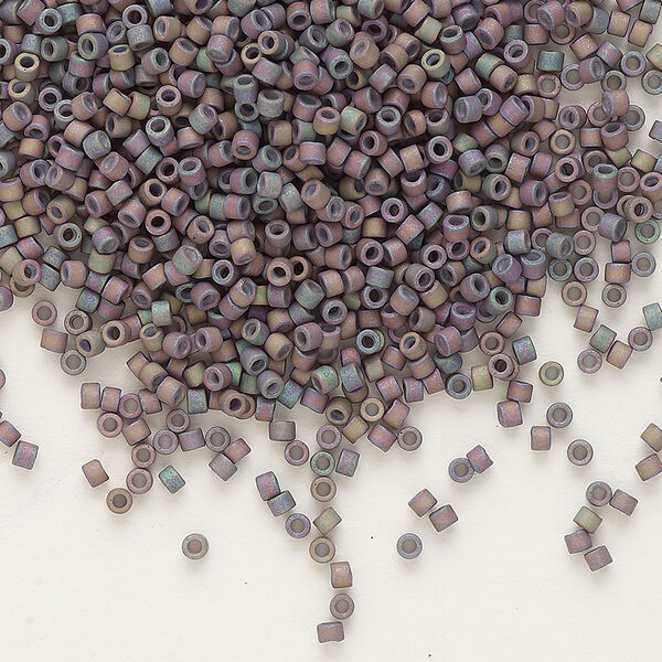 Seed bead, Delica®, glass, pkg/7.5g, #11 round, opaque gold luster rainbow lilac (DB-1067). image number 0