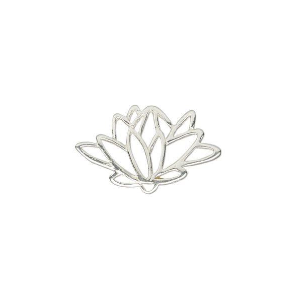 Component, Amoracast®, sterling silver, 18x11mm double-sided lotus with cutout. Sold individually. image number 0