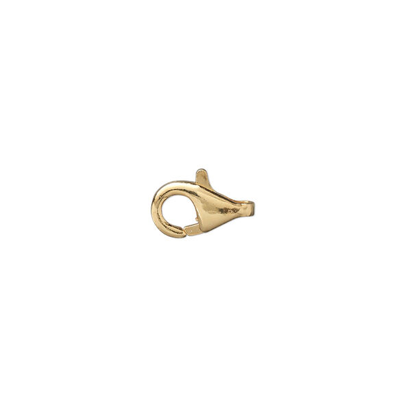 Clasp, lobster claw, gold-plated brass, 10x6mm rounded hook. Sold per pkg of 100. image number 0