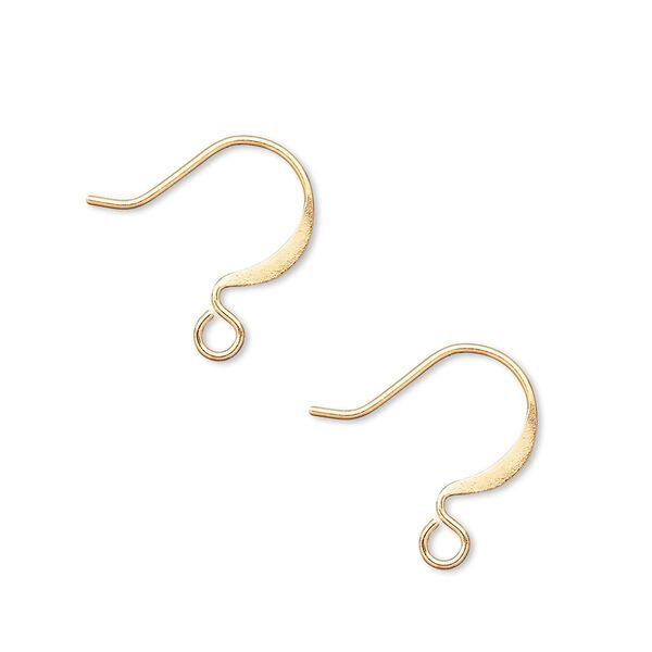 Ear wire fishhook 1pkg500 gold-plated, 15mm flat / open loop, 21 gauge brass 250 pair image number 0