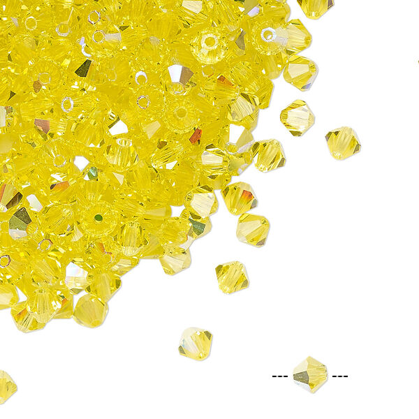 Bead 48pk citrine AB, Preciosa Czech crystal 4mm bicone image number 0