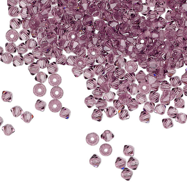 Bead 48pk amethyst, Preciosa Czech crystal 3mm bicone image number 0