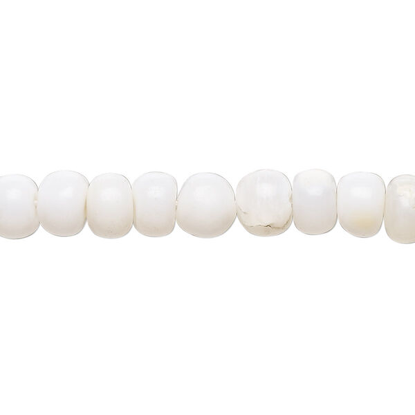 White opal 1pkg1, hand-cut rondelle / round bead natural 14 inch 7x5mm / 7mm image number 0