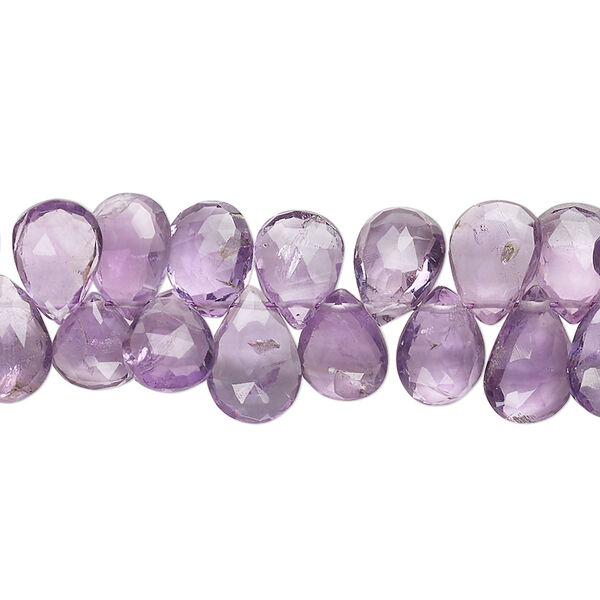 Amethyst 1pkg1, hand-cut top-drilled faceted puffed teardrop bead natural 8 inch 9x7mm-12x8mm image number 0