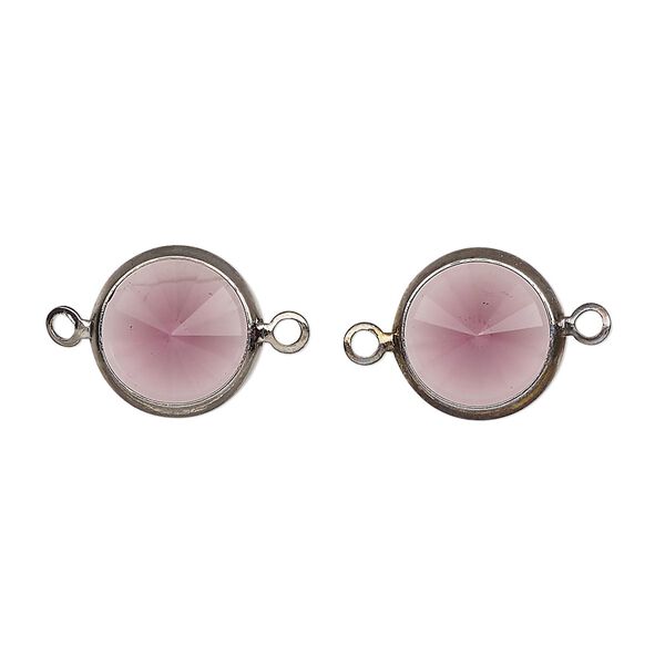 Link, Vintage Crystal™, crystal and gunmetal-plated brass, amethyst, 12mm rivoli. Sold per pkg of 2. image number 0
