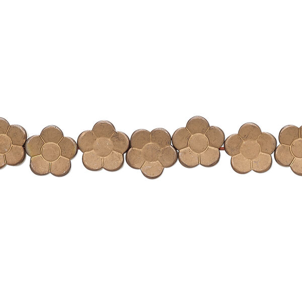 Hemalyke™ 1pkg1, matte electroplated flower bead 15.5-16 inch 8x8mm image number 0
