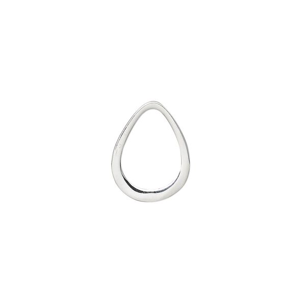 Component, sterling silver, 16x12mm open teardrop. Sold per pkg of 2. image number 0