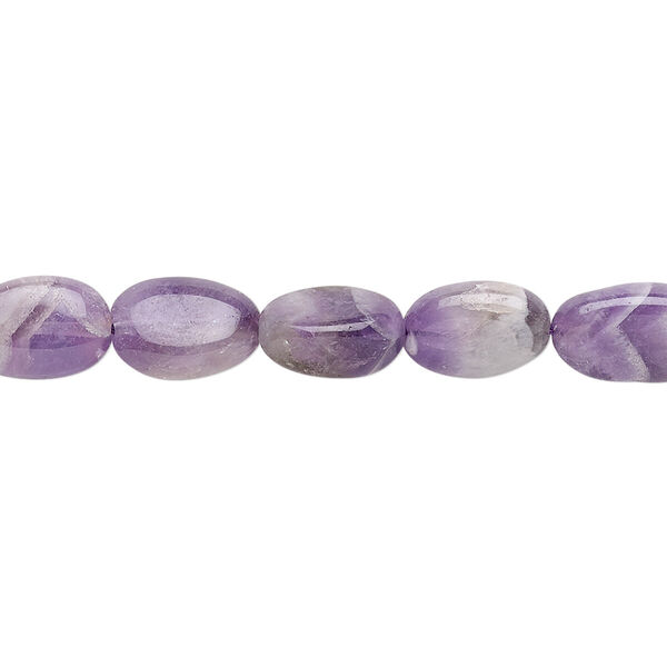Banded amethyst 1pkg1, hand-cut flat oval bead natural 13 inch 9x7mm-12x8mm image number 0