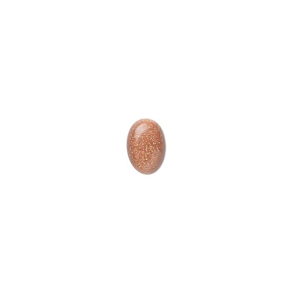 Cabochon, brown goldstone (glass) (man-made), 7x5mm calibrated oval. Sold per pkg of 10. image number 0