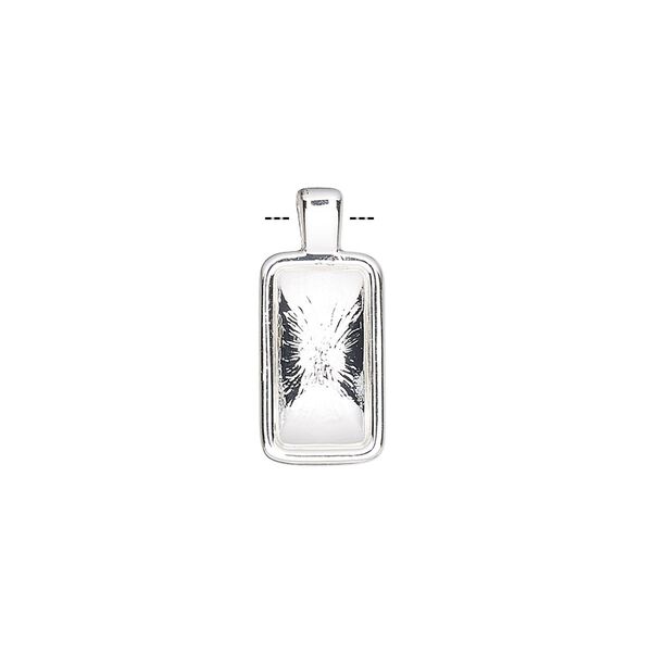 Drop, Almost Instant Jewelry®, silver-finished "pewter" (zinc-based alloy), 19x8.5mm with 12x6mm non-calibrated rectangle setting. Sold individually. image number 0