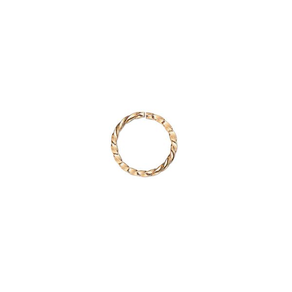 Jump ring, gold-plated brass, 10mm twisted round, 8mm inside diameter, 18 gauge. Sold per pkg of 100. image number 0