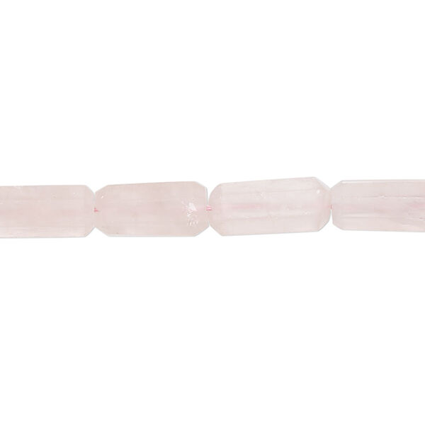 Bead, rose quartz (natural), 10x5mm-18x8mm hand-cut faceted round tube, C grade, Mohs hardness 7. Sold per 14-inch strand. image number 0