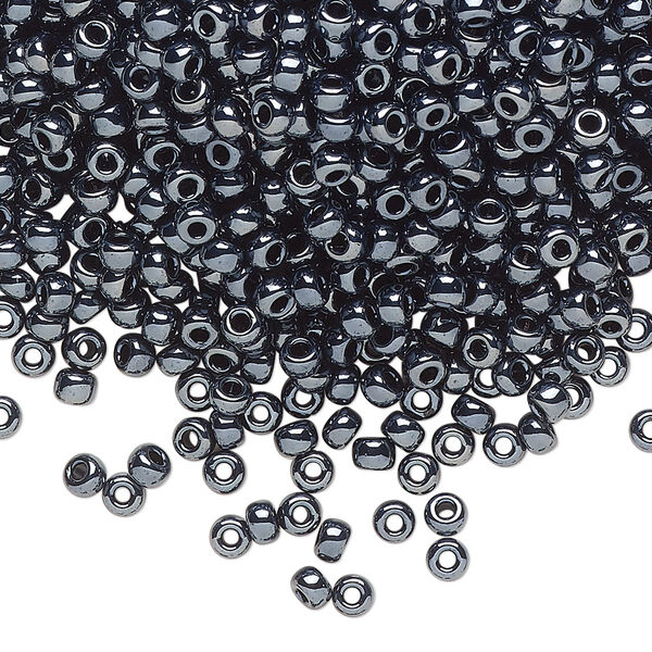 Seed bead, Miyuki, glass, pkg/50g, #8 rocaille, opaque metallic gunmetal, (RR-451). image number 0