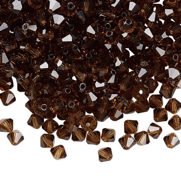 Bead 720pk smoked topaz, Preciosa Czech crystal 4mm bicone image number 0
