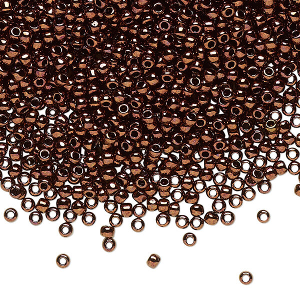 Seed bead, TOHO BEADS®, glass, pkg/7.5g, #11 round, opaque dark bronze (TR-11-222). image number 0
