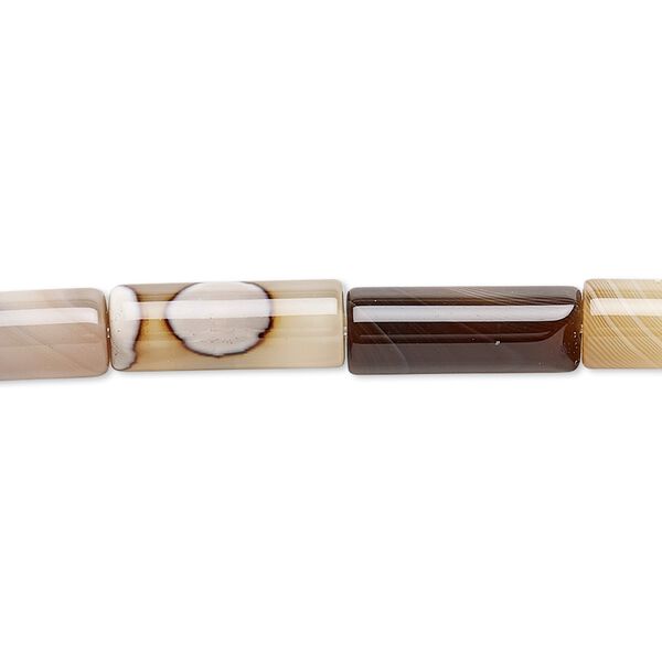 Brown striped agate 1pkg1, round tube bead 15 inch 15x6mm-16x6mm image number 0
