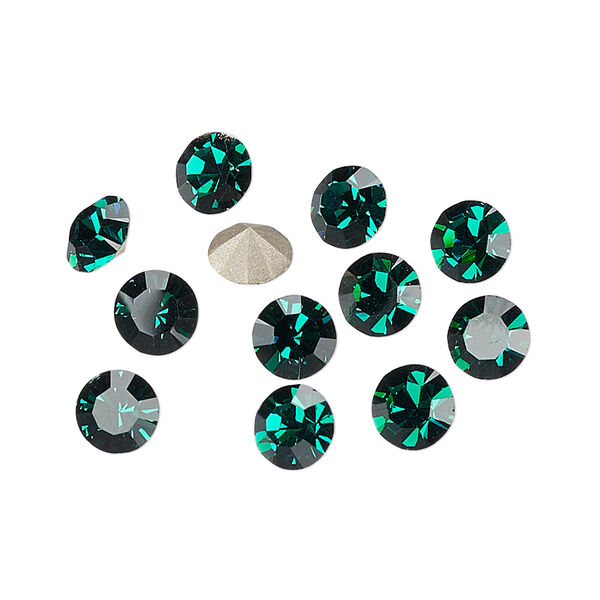 Chaton 288pk emerald foil back, Preciosa MAXIMA Czech crystal rhinestone 6.14-6.32mm 15-cut faceted round SS29 image number 0
