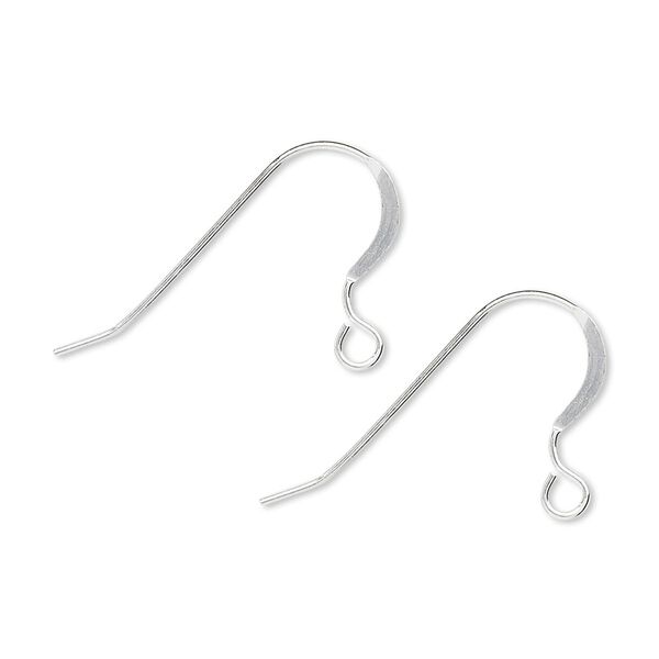 Ear wire fishhook 1pkg1000 sterling silver, 16mm flat / open loop, 23 gauge 500 pair image number 0