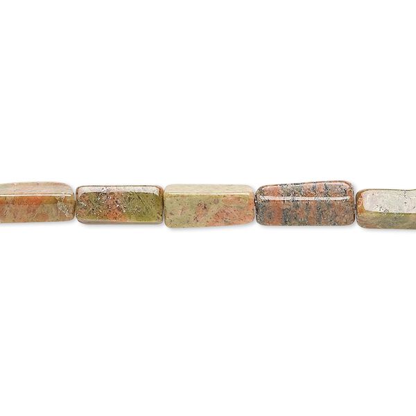 Bead, Indian unakite (natural), 6x3mm-11x5mm hand-cut square tube, C grade, Mohs hardness 6 to 7. Sold per 13-inch strand. image number 0