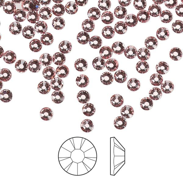 Flat back 1440pk light rose foil back, Preciosa MAXIMA Czech crystal hotfix rhinestone 3-3.2mm chaton rose round SS12 image number 0