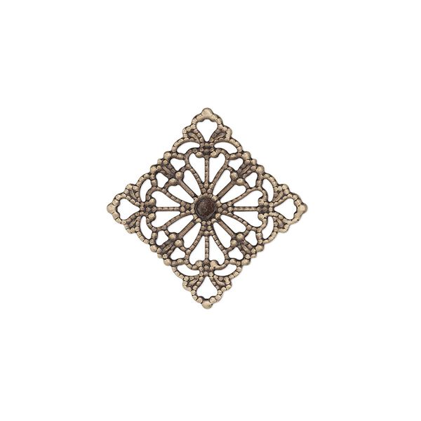 Link, antiqued brass, 21.5x21.5mm single-sided filigree diamond. Sold per pkg of 25. image number 0